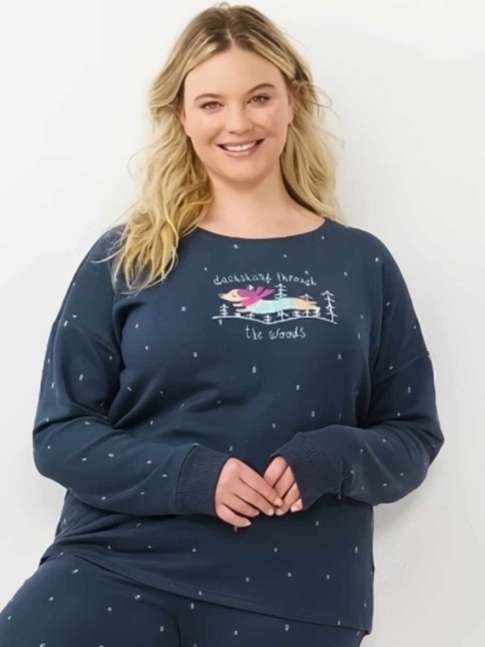 NWT LC Lauren Conrad 2-Piece Lounge Pajama Set Navy Winter Plus Size 2X 20W 22W